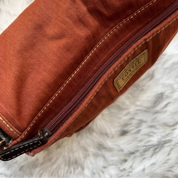 Fossil Canvas Brown Crossbody Shoulder Messenger Bag - Picture 3 of 14